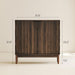 Fluted Buffet Cabinet with Storage, Small Accent Cabinet, Walnut