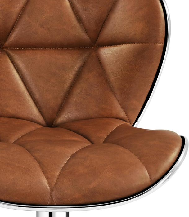 Bar Stools Set of 2, PU Leather Swivel Bar Stools with Shell Back, Armless Counter Height Adjustable Bar Chairs for Home Kitchen, Retro Brown