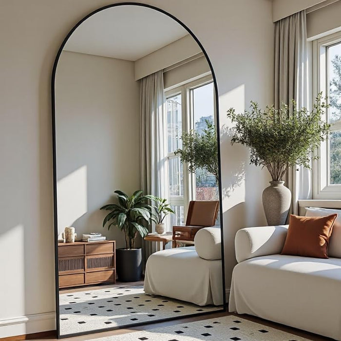 Arched Full Length Mirror 76"X34" Large Floor Full Body Mirror, Black