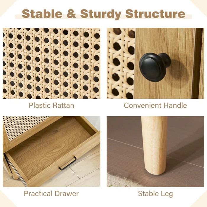 Rattan 1-Door Cabinet