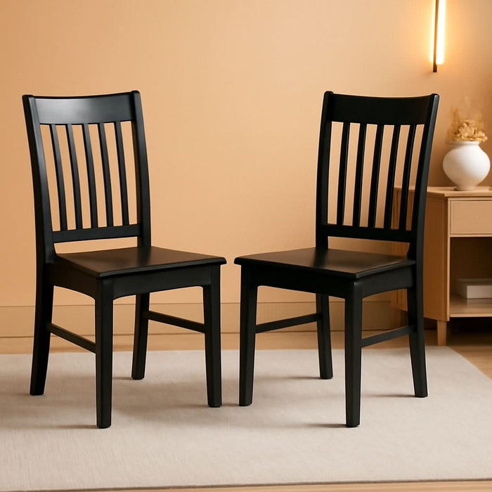 Norfol 11" Wood Dining Chairs in Black (Set of 2)