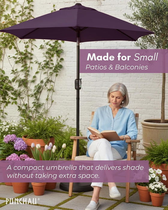 6 Ft Outdoor Patio Umbrella - Dark Purple Market Umbrella, Easy