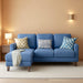 Blue Upholstered LShaped Movable Sectional Couch Ottoman