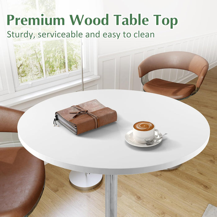 White Round Pub Table With SturdyCrossbase 39Inches