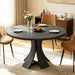 43.3" round Dining Table for 4-6 People | Farmhouse Kitchen Table, Mid Century Modern Circle Dining Table, Curved Solid Wood Frame, for Kitchen Dining Room, Black