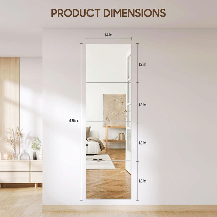 Four 14x12 Shatterproof Wall Mirror Tiles Adhesive