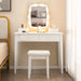 Vanity Desk with Mirror and Lights, Makeup Vanity Table with Swivel Mirror, 3-Color Dimmable LED Lights, 4 Drawers, Girls Bedroom Makeup Dressing Table with Stool (White)