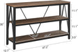 Entryway Console Table, Rustic Console Table with Wide Storage, Industrial Foyer for Entryway with 3-Tier Open Shelves, Entry Tables for Living Room, Hallway, Brown, 47 Inch