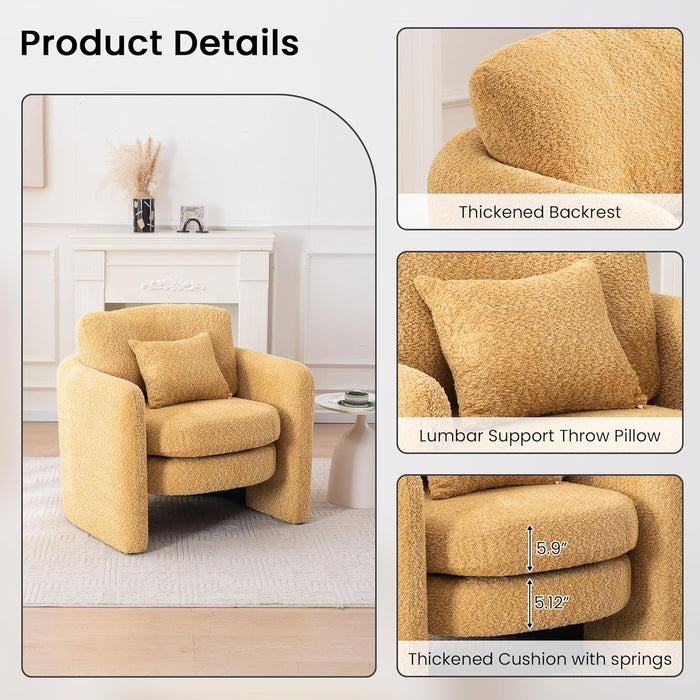 Oversized Chair for Living Room, Comfy Reading Chairs for Adults, 35.04'' Wide Single Sofa Accent Chair, Modern Chenille Large Armchair for Bedroom, Yellow