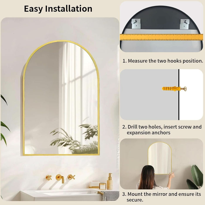 Arched 24x36 Inch Explosionproof Wall Mounted Mirror