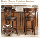 26 Inch Swivel Bar Stools Set of 2, Counter Height Stools | Rustic Wooden Barstools with Back & Solid Wood Legs, Faux Leather Bar Chairs for Kitchen Island, Dark Cherry