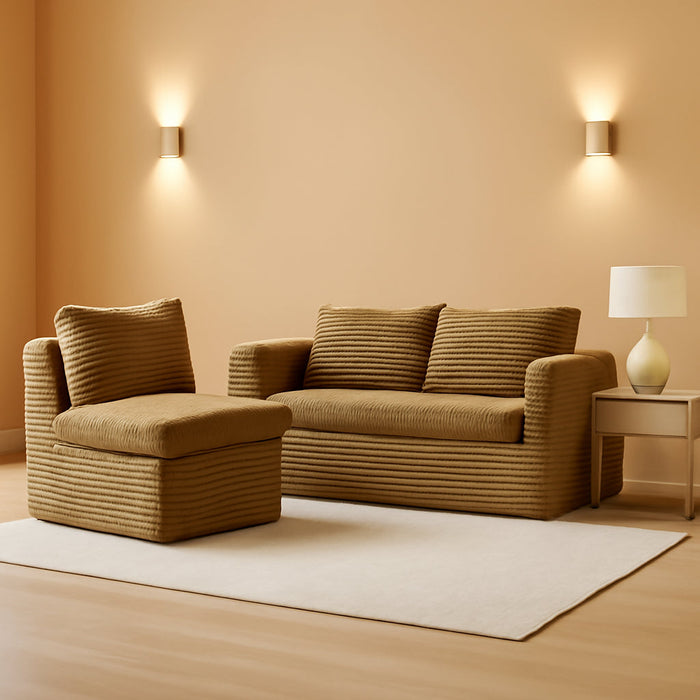 Camel King Size CorduroyFutonProLux SofaBed Chaise Lux