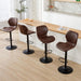Bar Stools Set of 4, Modern Swivel Counter Height Barstools for Kitchen Island Chairs, Adjustable Fabric Bar Stools with Back for Kitchen Counter Bar, Brown