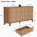 Fluted 6 Drawers Dresser, 54" Wide Modern Chest of Drawers with round Corners, Wooden Dresser TV Stand, Wood Drawer Organizer for Bedroom, Living Room, Hallway