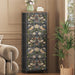Dresser with 5 Fabric Drawers Strawberry Thief Drawer Dresser for Bedroom Vintage Nightstand Dressers & Chests of Drawer for Halfway Entryway Living Room Sturdy Steel Frame Wood Top, Brown