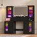 Fluted Glass Vanity Desk 55Inch Illuminated Mirror