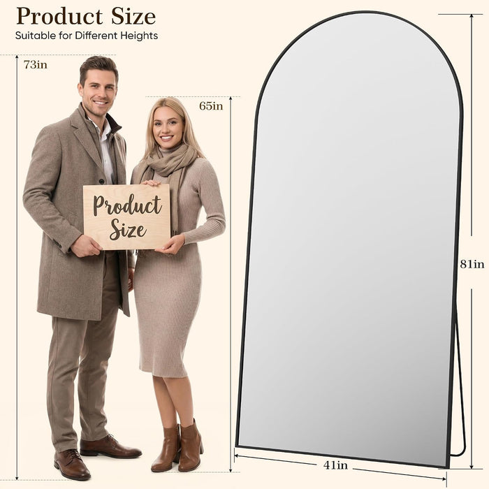 81"X41" Arched Full Length Mirror, Full Body Floor Mirror, Black