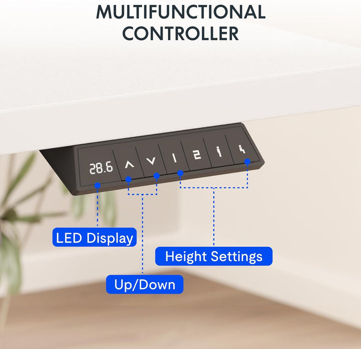 FLEXISPOT EN2 48"X30" Whole-Piece Standing Desk with Power Strip, White
