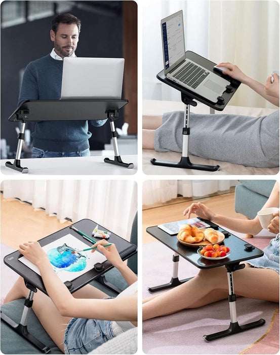 Laptop Desk for Bed,  Height & Angle Adjustable Laptop Stand for Bed, Lap Desk Bed Tray Table, Light Weight Foldable Portable Laptop Table for Couch Sofa Chair Floor Desk for Adults, Kids (Black)