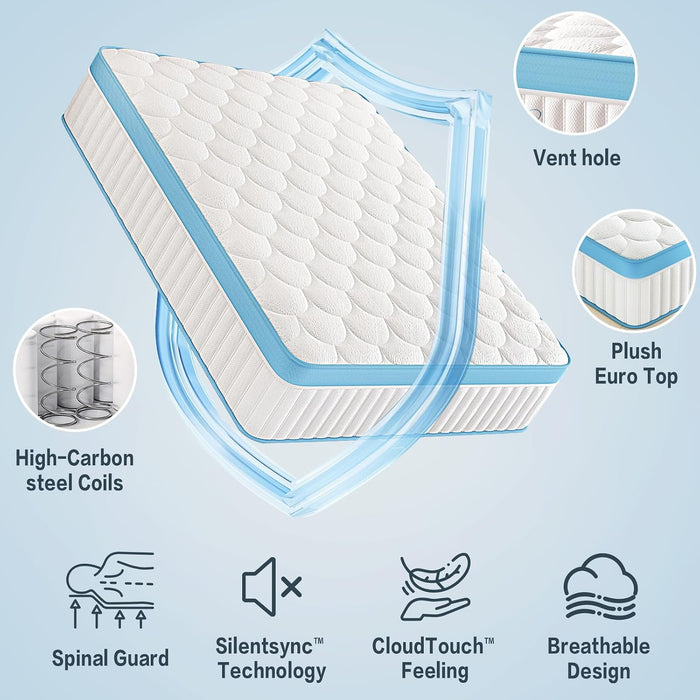 Full Size Mattress, 12 Inch Firm Hybrid Memory Foam Mattress