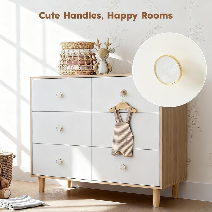 White Baby Dresser for Bedroom, 6 Drawer Organizer for Closet Storage