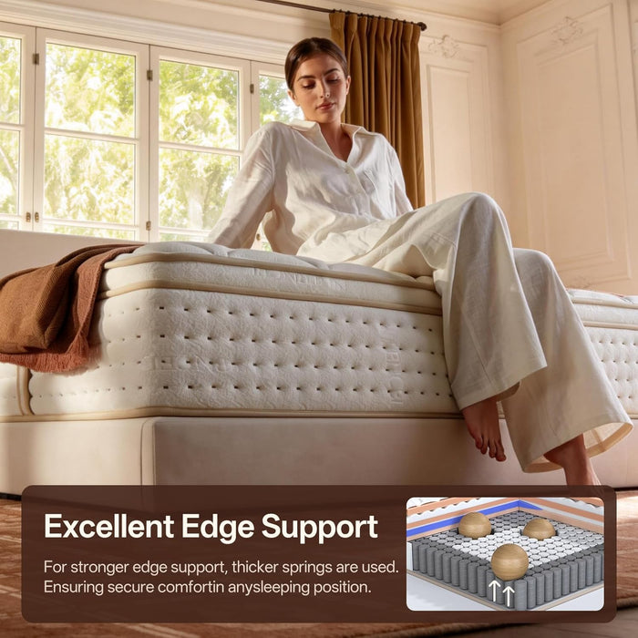 14 Inch King Size Mattress Hybrid King Mattress with Memory Foam & Pocket Coils, Medium Firm, Motion Isolation, Pressure Relief, Certipur-Us (White, King)