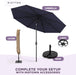 - 10-Year-No-Fade 9 Ft Patio Umbrella with Terylast Fabric, Auto-Tilt Aluminum Frame and 8 Reinforced Ribs for Deck, Pool, Garden & Beach - Navy Blue Canopy, Black Pole