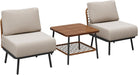 3-Piece Patio Conversation Set, Sectional Sofa with Coffee Table