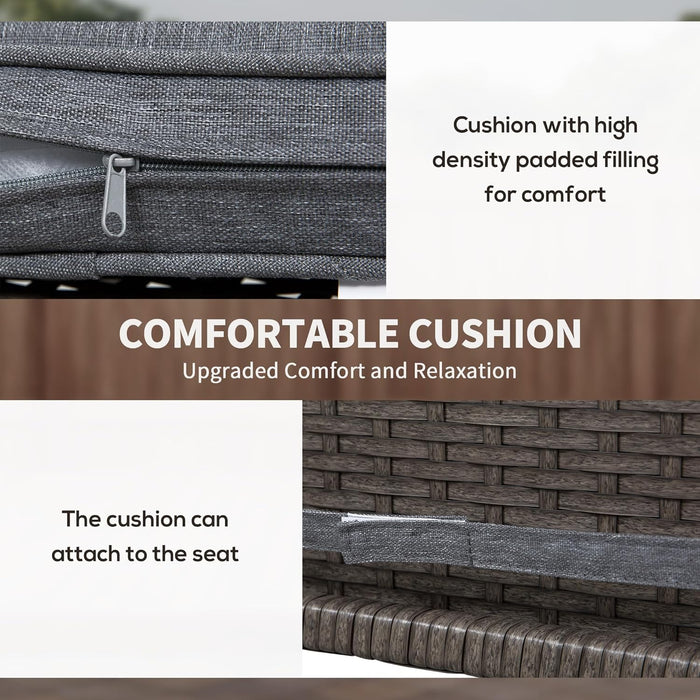 3 PCS Rattan Wicker Bar Set with Wood Grain Top Table and 2 Bar Stools for Outdoor, Patio, Poolside, Garden, Grey