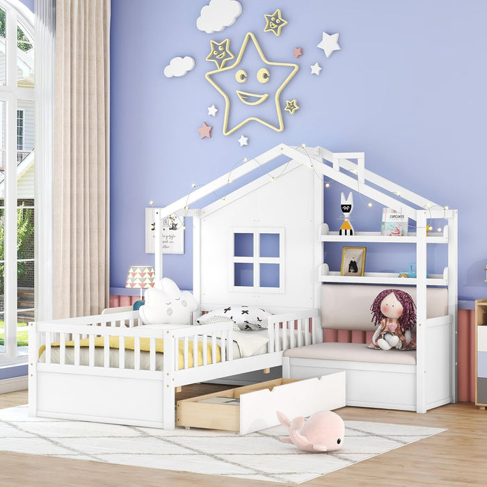 White Kids Twin Montessori PlatformBed Frame Collection