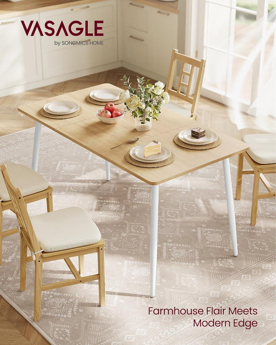 Dining Table, Dining Room Table for 4-6 People, Modern Farmhouse, for Kitchen, Quick Assembly, Heat-Resistant Surface, 29.5 X 55.1 X 29.5 Inches, Golden Oak and Cloud White UKDT100N01V2
