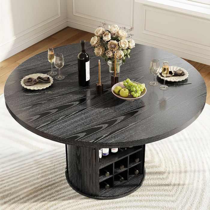 47'' round Dining Table, Wooden Kitchen Table with Fluted Base