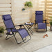 Outdoor Adjustable Zero Gravity Folding Reclining Lounge Chair with Cup Holder, Headrest Pillow, Detachable Side Table, Weather Resistant, Set of 2, Blue