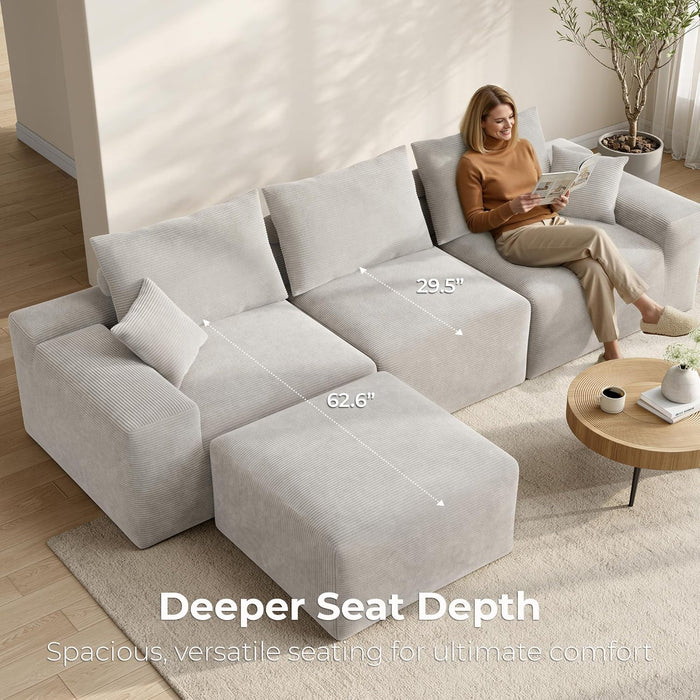 120 Inches Greige UltraPremium Oversized Sectional Sofa