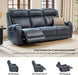 Genuine Leather Power Recliner Sofa, Wall Hugger Reclining Sofa with Power Headrest, Dual Motor, USB Charging Ports, Recliner Couch for Living Room, RV, Leather in Navy