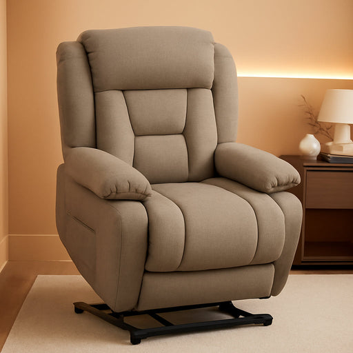 Power Lift Recliner Chair for Elderly Indoor Living Room Reclining Chairs Lounge Chairs Single Sofa with Side Pockets and Remote Control for Bedroom（Brown）