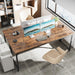 Computer Desk, 80 Inch Office Desk, Gaming Desk with Storage, Writing Desk Work Desk for Home Office, Study, Long Simple Desk, Large Legroom, Metal Frame, Rustic Brown