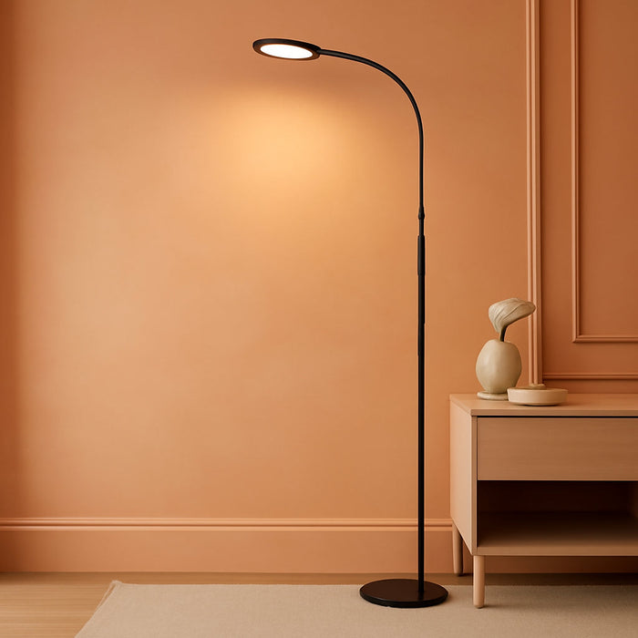 Bright LED Eye-Friendly Floor Lamp with Remote and Touch Dimmer & Adjustable Color Temperature, Smart Gooseneck Standing Light for Living Room,Kids Bedroom, Home Office Desk,Library Study Reading