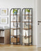 Narrow Bookshelf Five Tier Steel Frame WalnutFinish