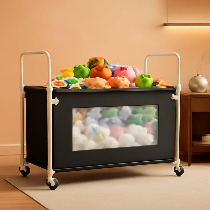 Large Toy StorageChest Black HeavyDuty 360Wheels Nursery