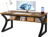 Computer Desk, 47 X 20 Inch Computer Desk, Office Desk W/Storage, Large Legroom, Sturdy Metal Frame, Home Office Desks for Gaming Study Writing Work, Waterproof, Scratch-Resistant, Rustic Brown
