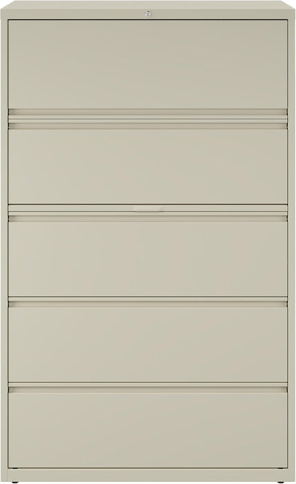 Hirsh 42 Inch Wide 5 Drawer Metal Lateral File Cabinet for Home and Office, Holds Letter, Legal and A4 Hanging Folders, Putty