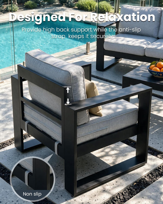 5-Piece Outdoor Aluminum Furniture Set with Coffee Table for Patio, Deck
