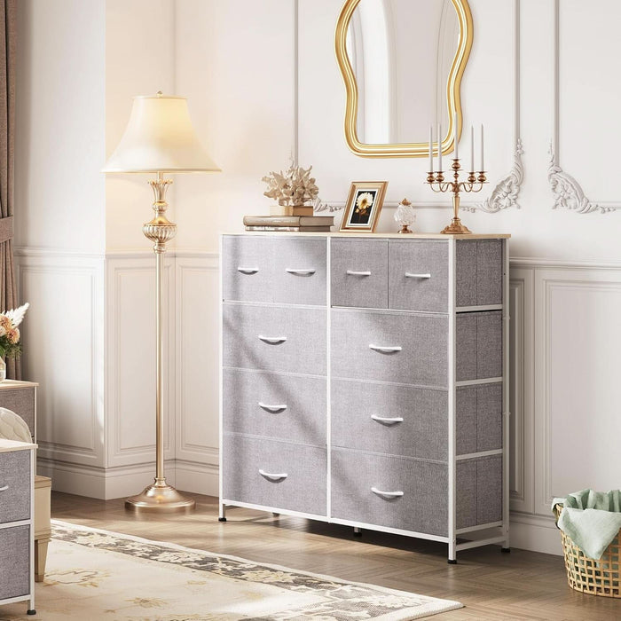 Light Grey Fabric Dresser With 10 Drawers For Bedroom ShipItFurniture Light Grey Fabric Dresser With 10 Drawers For Bedroom ShipItFurniture