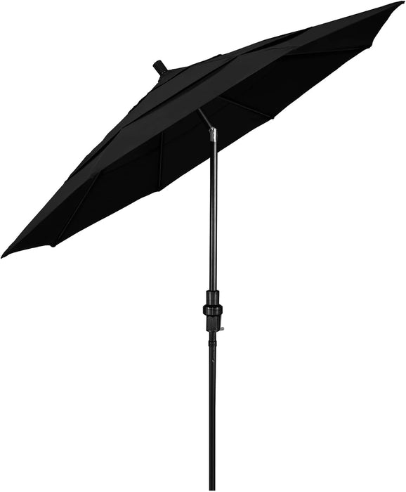 11' round Crank Lift, Collar Tilt, Aluminum Pole, Fiberglass Rib Patio Umbrella, Black Finish, Black