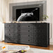 12-Drawer Dresser, Modern Wooden Storage Chest of Drawers, Wide Dresser TV Stand for 65 Inch TV, Large Wood Drawer Organizer for Bedroom, Living Room, Hallway, Black