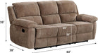 Modern Fabric Recliner Sofa Set, Couch, Loveseat W/Console, Recliner 8093 (Khaki, Sofa) | Breathable Material