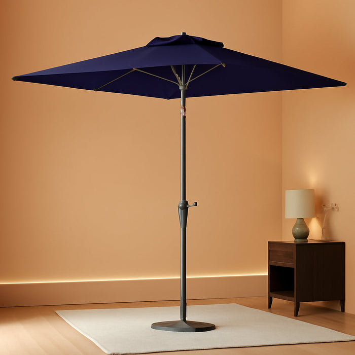 6.6 X 10 Ft Rectangular Patio Umbrella, Outdoor Market Table Umbrella with Push Button Tilt and Crank, Double-Tier Vent, 6 Ribs, Rectangle Patio Umbrella for Backyard, Deck, Pool, Fits 4–6 Chairs and Tables (Navy)