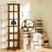 6 Tier 360° Rotating Solid Wood Bookshelf with Wheels | ,Lazy Susan Circular Spinning Revolving Corner Bookcase, Freestanding Storage Shelf for Bedroom Small Space, Walnut
