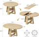 Dining Table, 43"-59" Extendable round Table with Storage, Natural